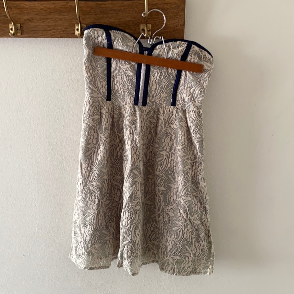 Strapless lace mini dress